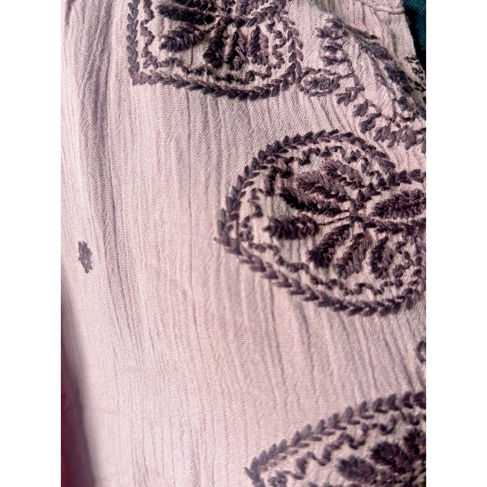 City Chic Mauve Embroidered Peasant Boho Blouse Smocked Cuffs Medium NWT - Picture 6 of 8